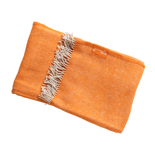 Sturmhaube Alpaka Plaid Wolldecke - orange