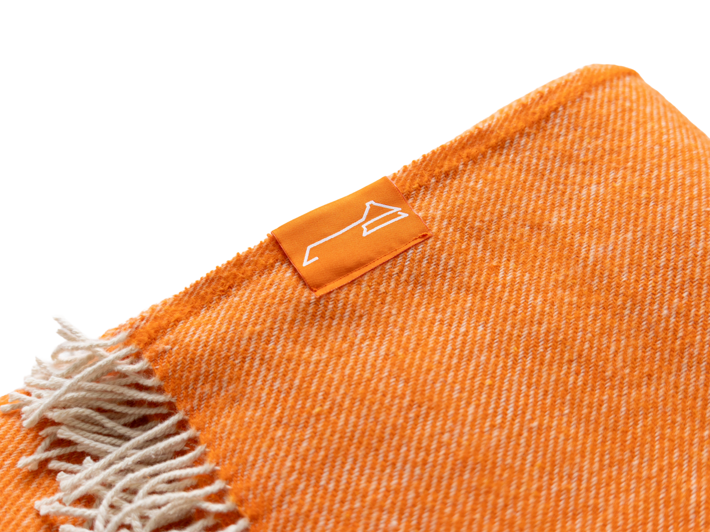 Sturmhaube Alpaka Plaid Wolldecke - orange