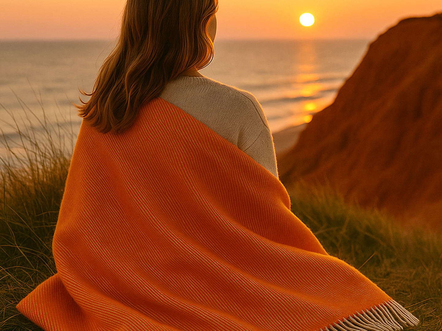 Alpaka Plaid Wolldecke - orange