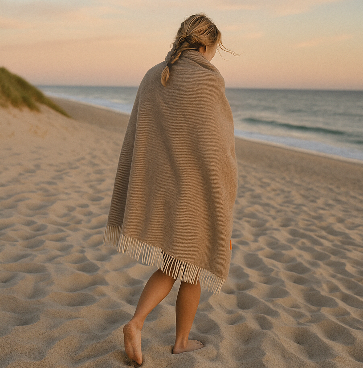 Alpaka Plaid Wolldecke - natural beige