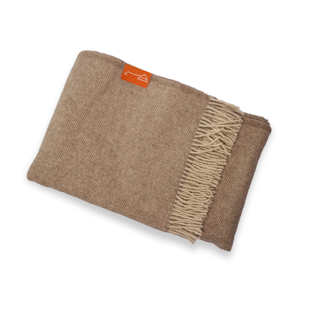 Alpaka Plaid Wolldecke - natural beige