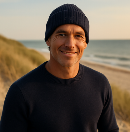 Merino Strickmütze - dark navy