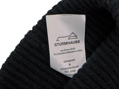 Sturmhaube Merino Strickmütze - schwarz