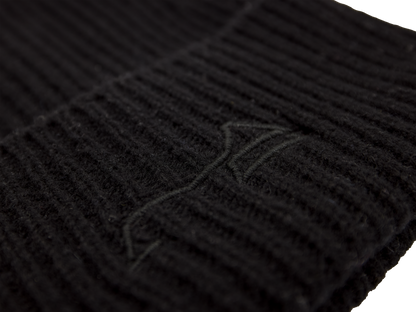 Sturmhaube Merino Strickmütze - schwarz